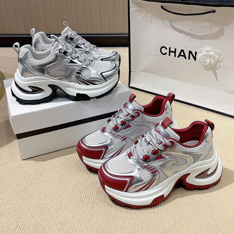Thick-soled breathable casual sneakers for women