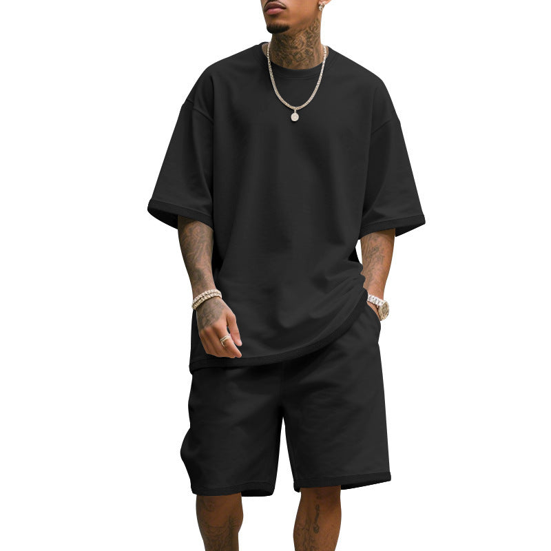 Mens Casual Short Sleeve Shorts Set