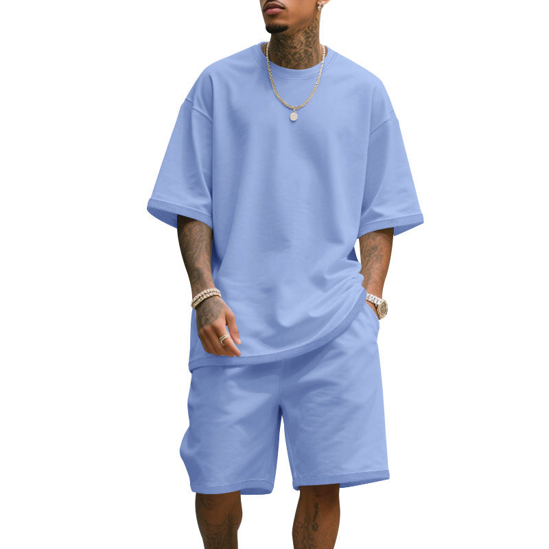 Mens Casual Short Sleeve Shorts Set