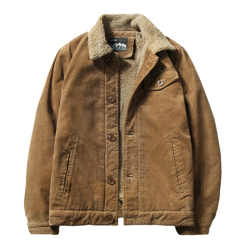 Corduroy Men's Fleece-Lined Cotton Jacket
