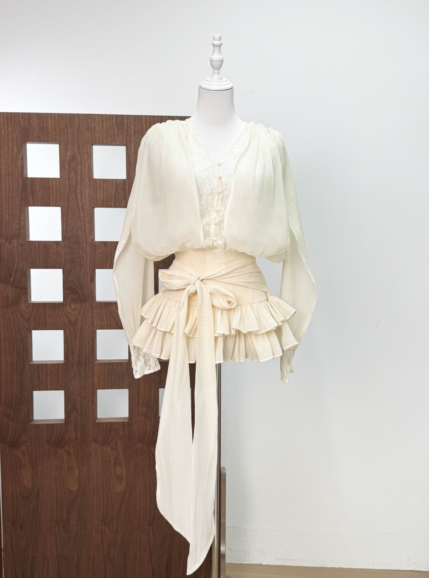 Women Bow Tie Corset Puffy Short Dress