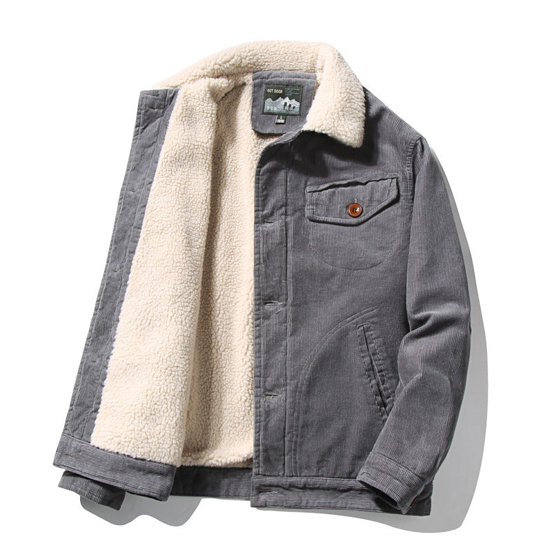 Corduroy Men's Fleece-Lined Cotton Jacket