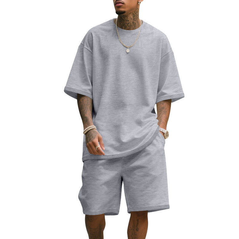 Mens Casual Short Sleeve Shorts Set