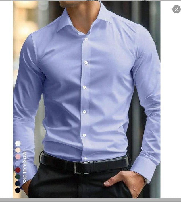 Four-Way Stretch White Button-Down Men's Plus-Size Formal Shirt