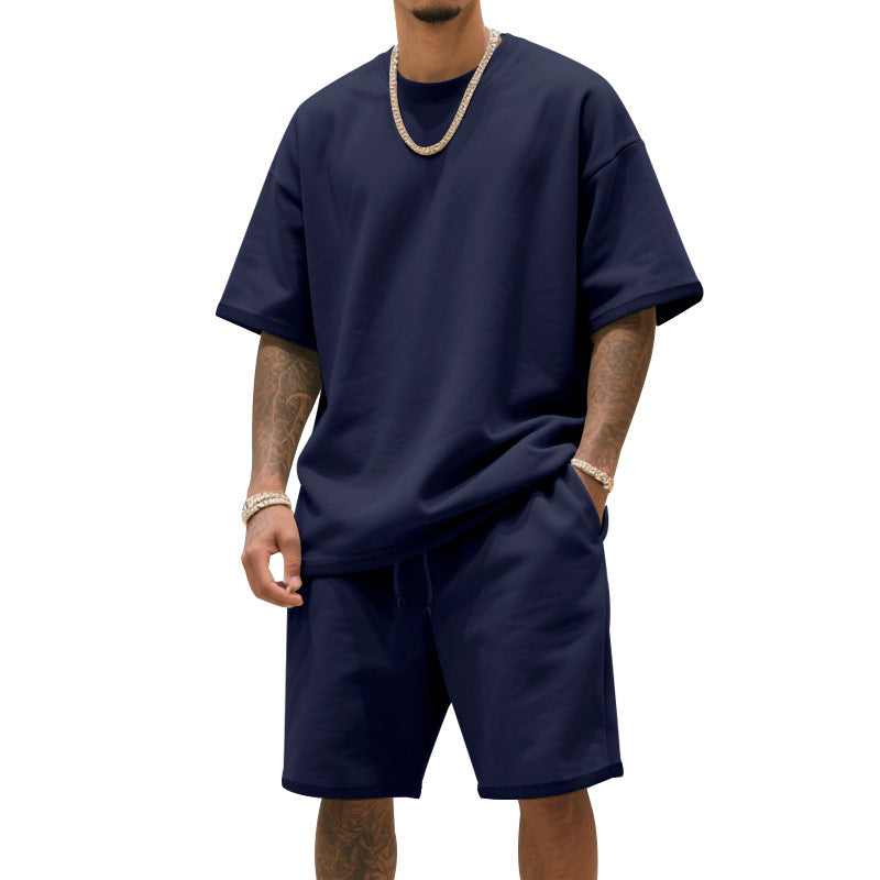 Mens Casual Short Sleeve Shorts Set