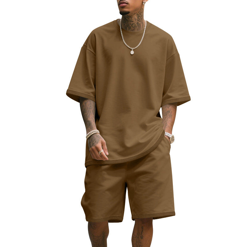 Mens Casual Short Sleeve Shorts Set