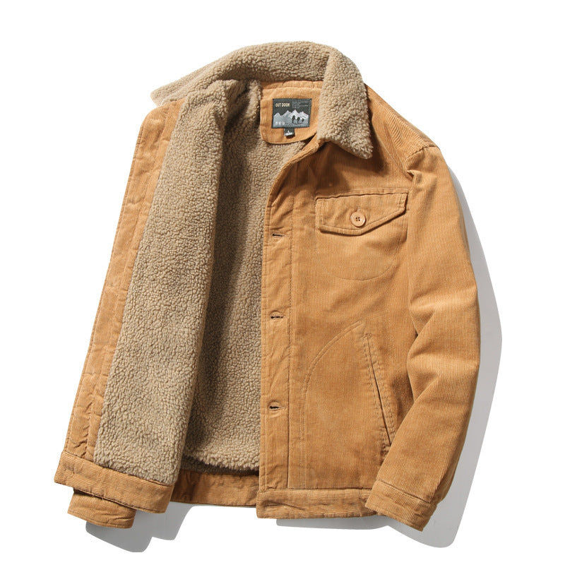 Corduroy Men's Fleece-Lined Cotton Jacket