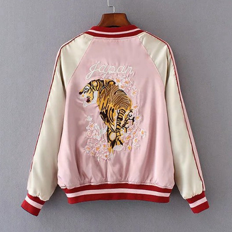Vintage Embroidered Two-Face Baseball Jacket