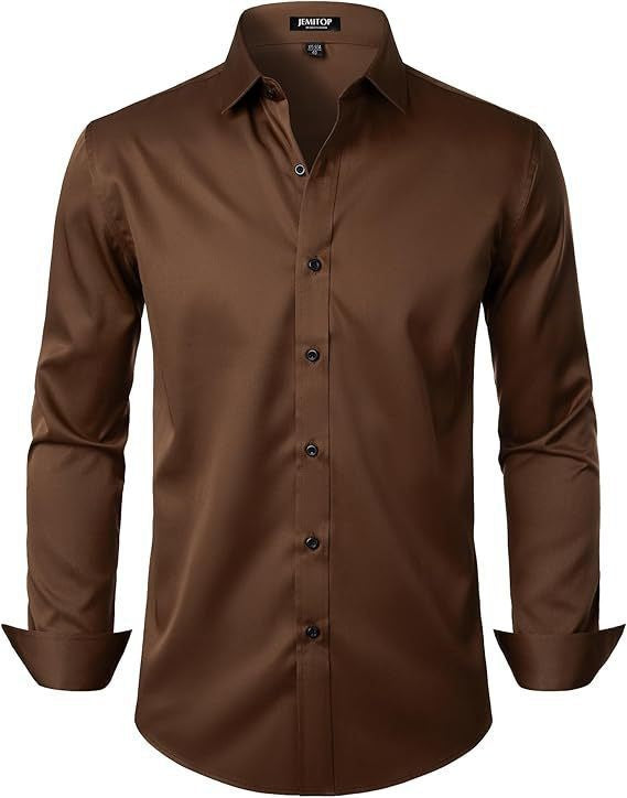 Four-Way Stretch White Button-Down Men's Plus-Size Formal Shirt
