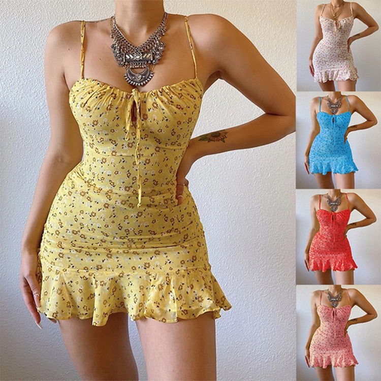 Sexy floral halter dress