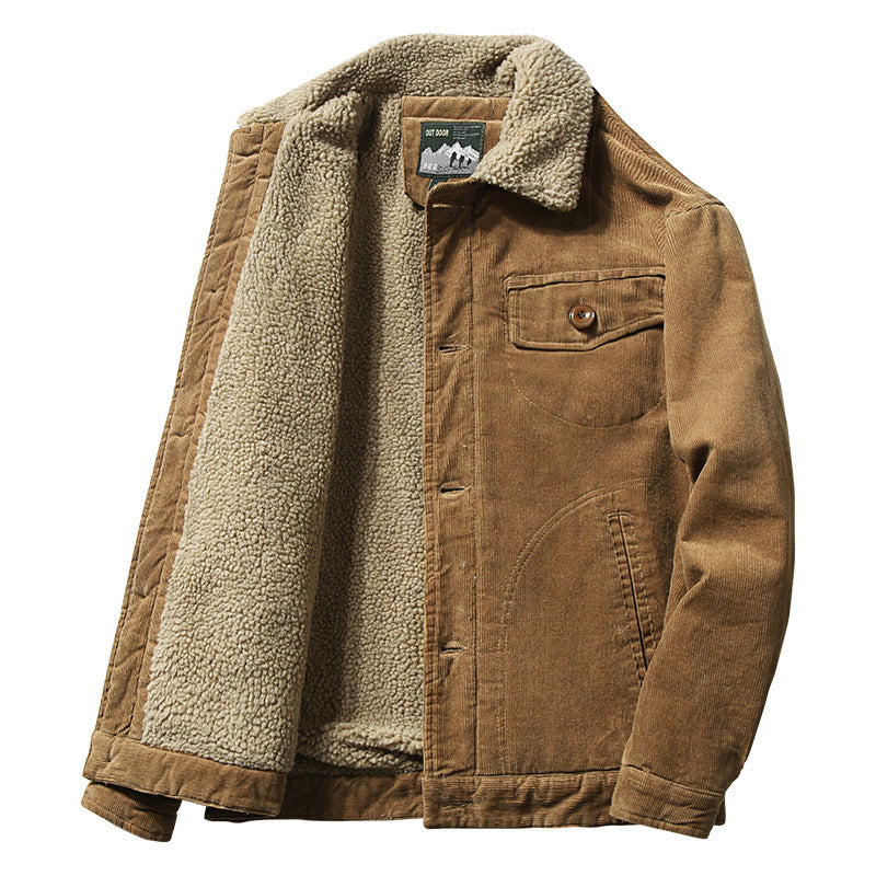 Corduroy Men's Fleece-Lined Cotton Jacket