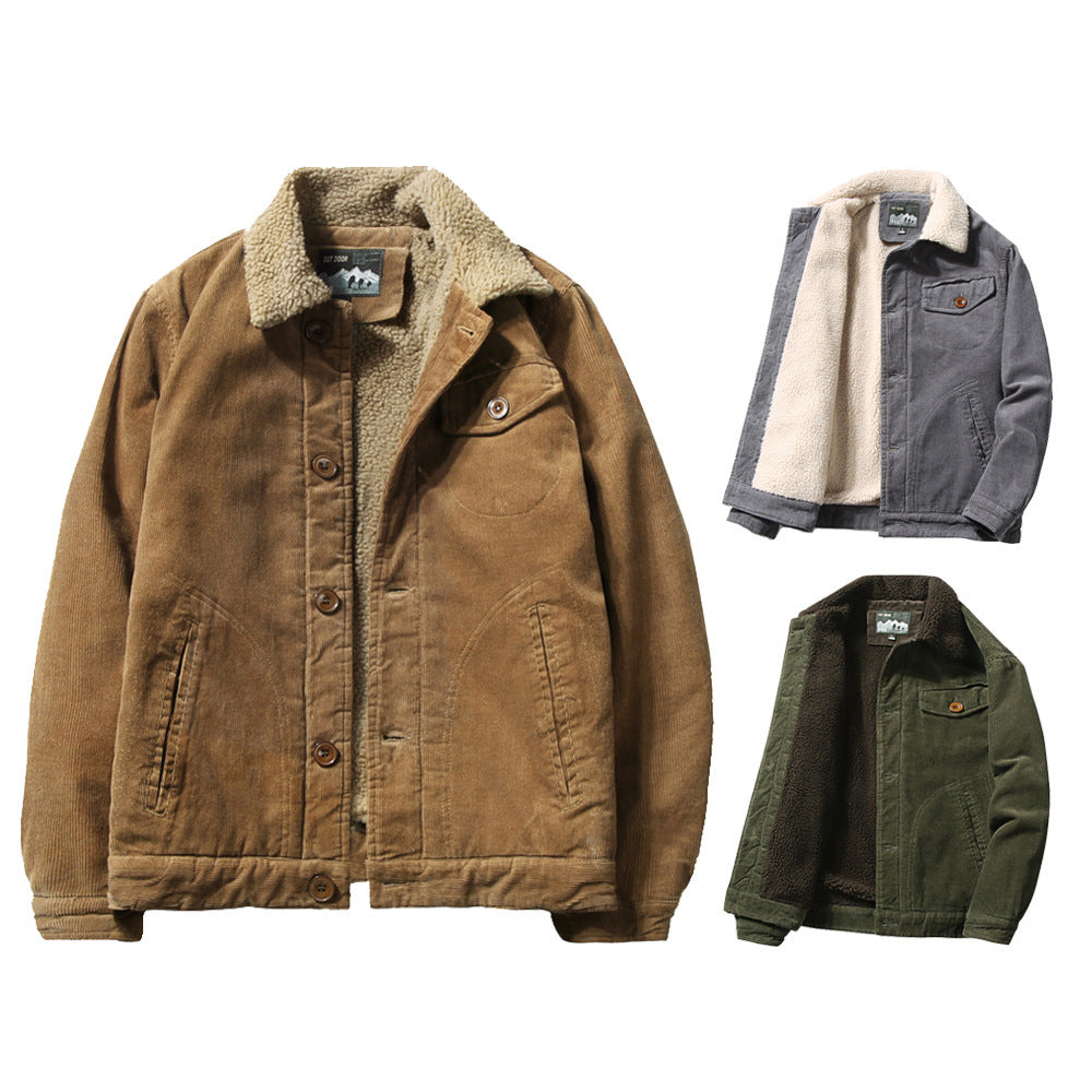Corduroy Men's Fleece-Lined Cotton Jacket