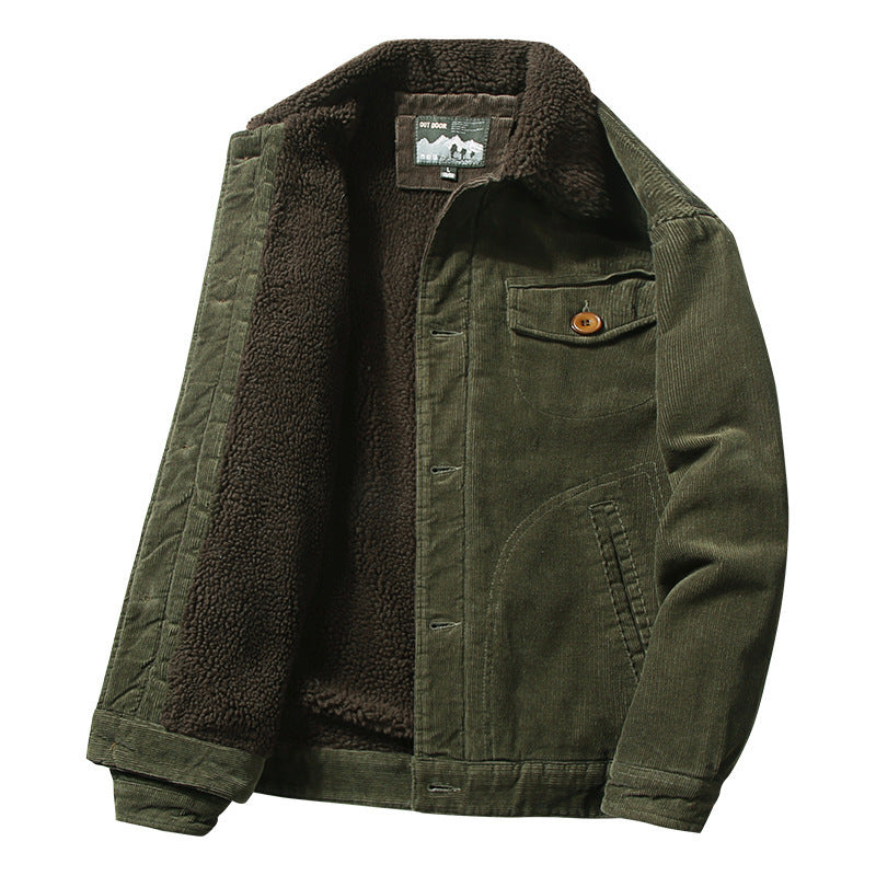 Corduroy Men's Fleece-Lined Cotton Jacket