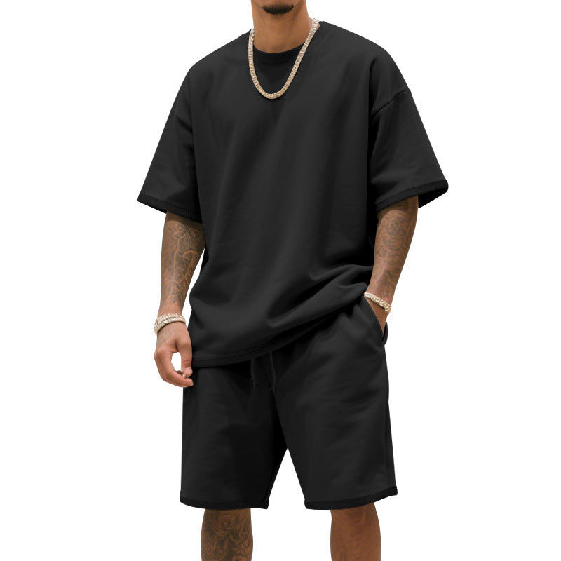 Mens Casual Short Sleeve Shorts Set