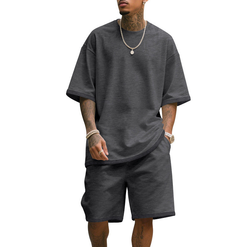 Mens Casual Short Sleeve Shorts Set
